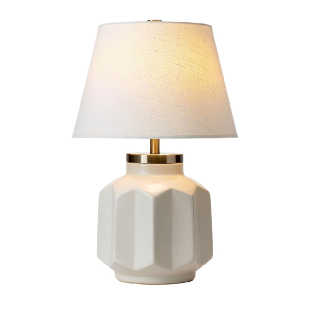 **Lampa stołowa ceramiczna z kloszem z tkaniny**