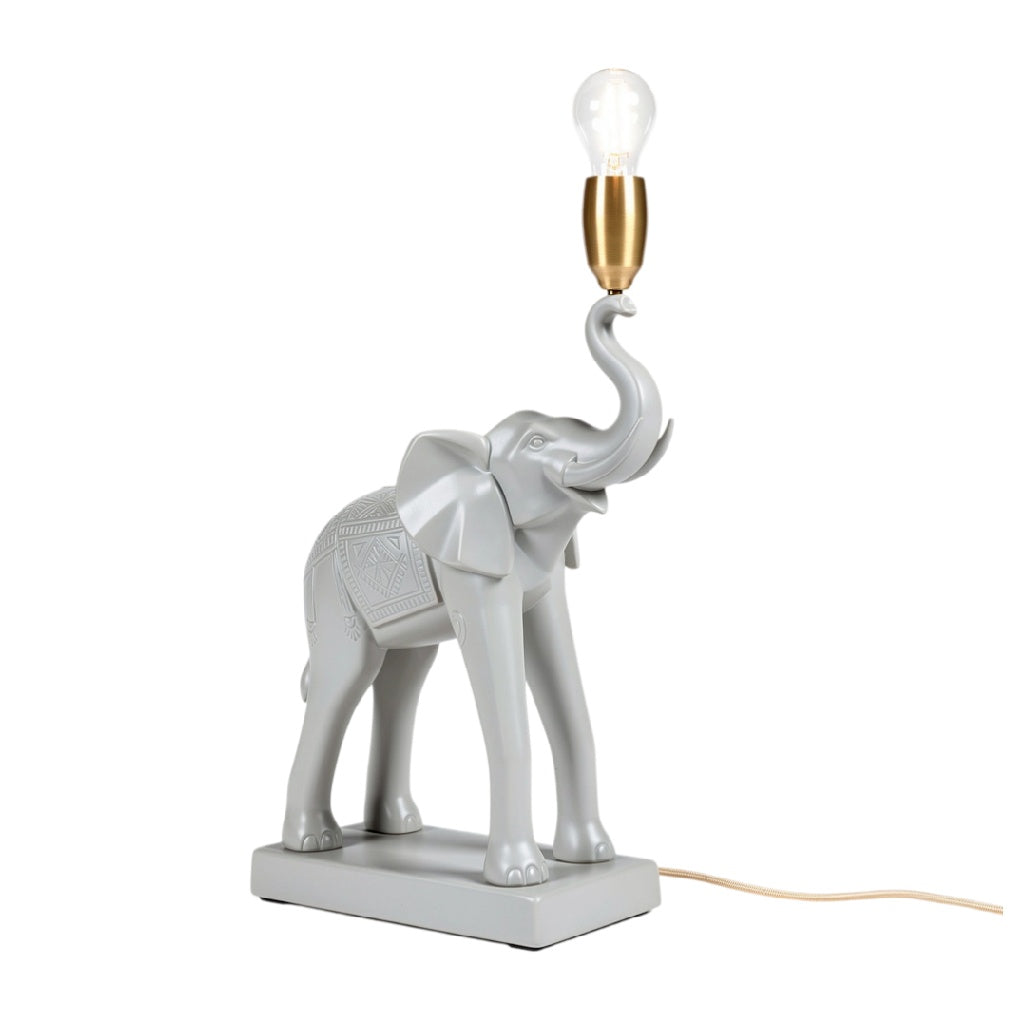 **Lampa stołowa w kształcie słonia z metalowym kloszem**